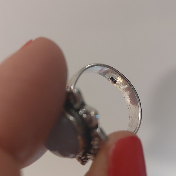 Blue Lace Agate 925 Silver Ring - Size 6 - Stamped - Picture 8 of 8